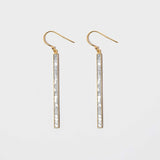 Miladi Large Gold Vermeil Earrings with raw diamond inlays and silver resin long dangle design