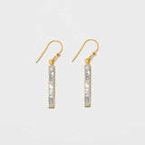 Miladi small gold vermeil earrings with long rectangular raw uncut diamonds and 18k gold hooks.