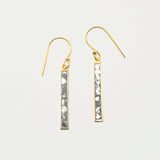 Miladi Small Gold Vermeil Earrings with raw uncut diamonds and geometric design, 1-inch long, handcrafted with 18K gold vermeil and sterling silver base.