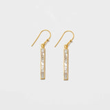Miladi small gold vermeil earrings with raw uncut diamonds and geometric rectangular design