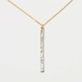 Miladi Gold Vermeil Necklace with rectangular pendant featuring sliced raw uncut diamonds and champagne pave diamonds on 18K gold vermeil chain
