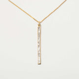 Miladi Gold Vermeil Necklace with rectangular pendant featuring raw uncut diamonds and 18K gold vermeil finish