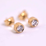 Milgrain Finish Natural Diamond Bezel Stud Earrings in 18K Yellow Gold