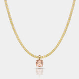 Horizon Connecticut Coast peach morganite pendant in 14k gold on a luxury 14k gold tidal tennis chain