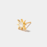 Nash Gold Vermeil stud earring with sliced raw uncut diamonds and white resin in a starburst design