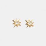 Nash Gold Vermeil stud earrings with sliced raw uncut diamonds and 18k gold star design
