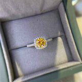1 CTW DEW Round Brilliant Cut Yellow Moissanite Sterling Silver Cushio