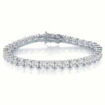 4.6-17.5 CTW DEW colorless round brilliant cut moissanite tennis bracelet in 925 sterling silver chain with box clasp