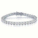 4.6-17.5 CTW DEW colorless round brilliant cut moissanite tennis bracelet in 925 sterling silver chain with box clasp