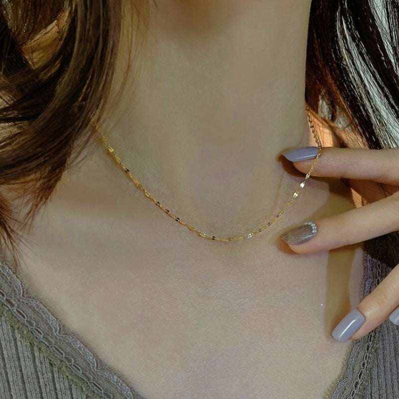 18K Yellow Gold Keyhole 18" Lips Link Chain Necklace