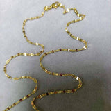 18K yellow gold keyhole lips link chain necklace with spring ring clasp, 18 inches long, polished finish