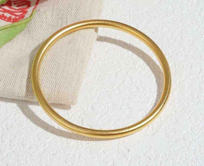 18K Yellow Gold Matte Bangle Bracelet