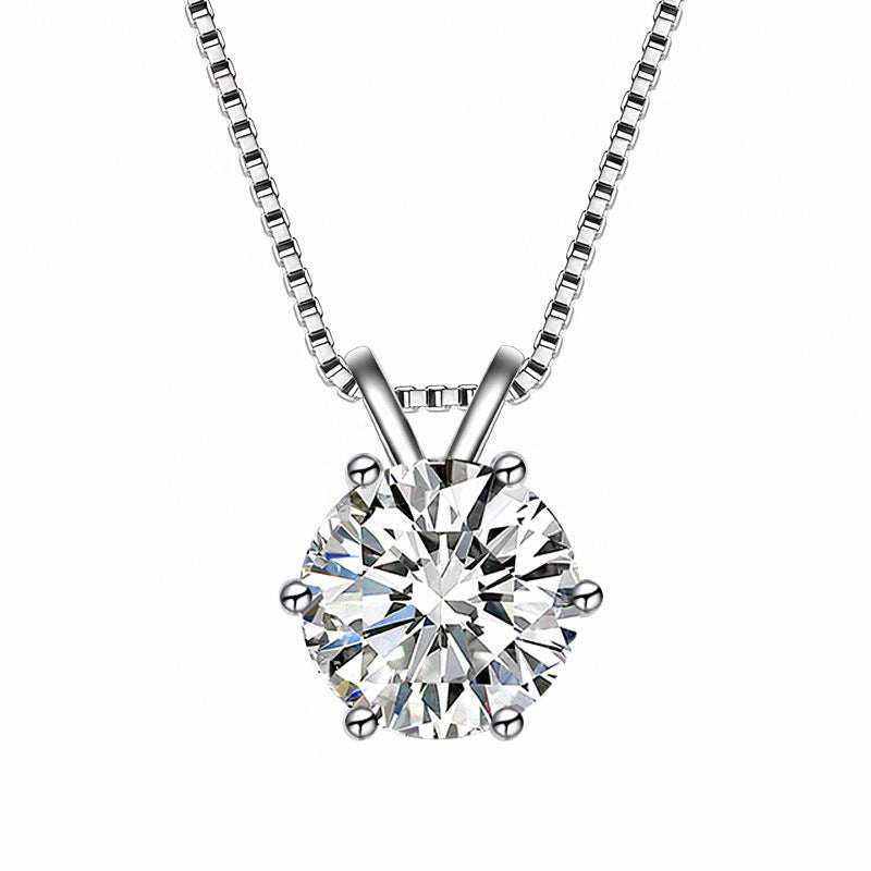 925 sterling silver necklace with 1.9 CTW DEW round moissanite solitaire pendant and double bail setting