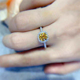 1 CTW DEW Round Brilliant Cut Yellow Moissanite Sterling Silver Cushio