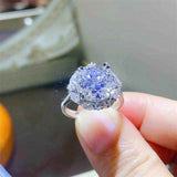 4.75 CTW DEW round brilliant cut moissanite halo engagement ring in sterling silver