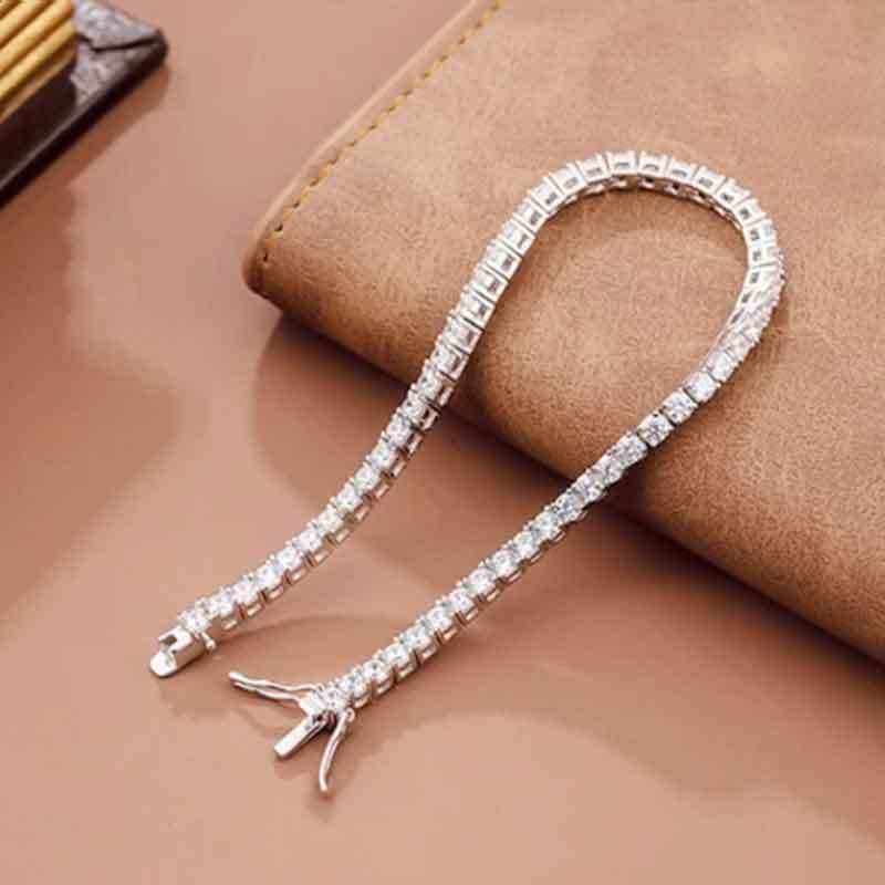 4.6-17.5 CTW colorless round brilliant cut moissanite tennis bracelet in 925 sterling silver chain, elegant fashion jewelry with secure box clasp