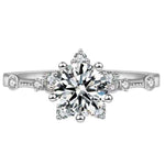 1 CTW DEW Colorless Round Brilliant Cut Moissanite Sterling Silver Sta