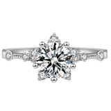 1 CTW DEW Colorless Round Brilliant Cut Moissanite Sterling Silver Sta