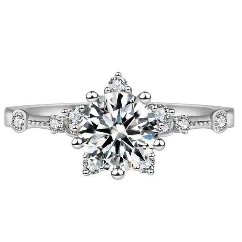 1 CTW DEW Colorless Round Brilliant Cut Moissanite Sterling Silver Sta