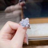 2.4 CTW DEW colorless cushion cut moissanite sunflower halo engagement ring in sterling silver