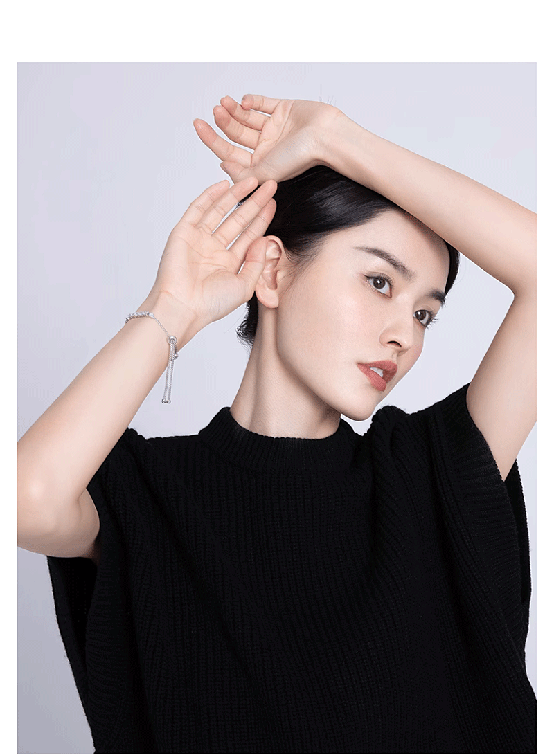 Adjustable 3.5 CTW colorless round brilliant cut moissanite tennis bolo bracelet in 925 sterling silver worn on wrist