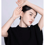 Adjustable 3.5 CTW colorless round brilliant cut moissanite tennis bolo bracelet in 925 sterling silver worn on wrist