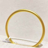 18K yellow gold matte finish round bangle bracelet, minimalist elegant design
