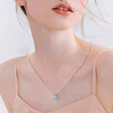 925 sterling silver necklace with 1.9 CTW moissanite solitaire pendant and double bail setting on box chain