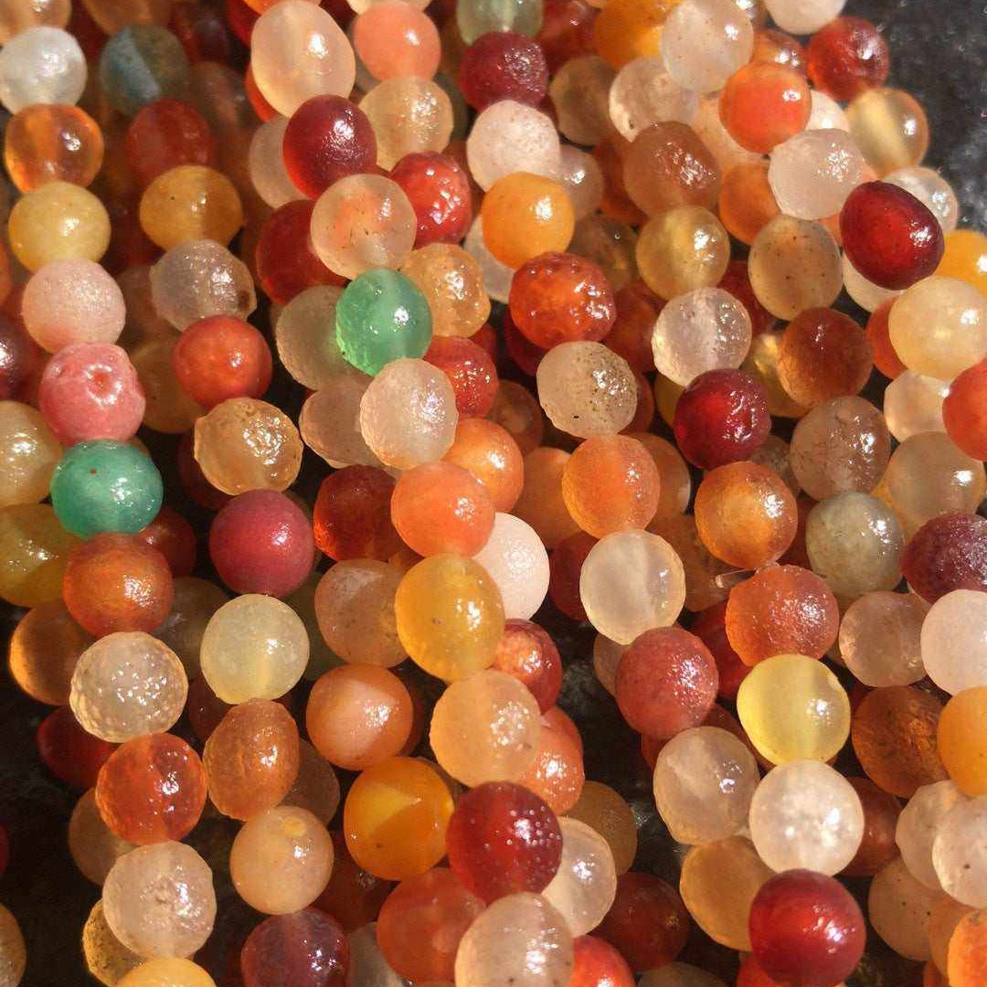 Colorful natural Alashan Gobi Candy Agate multi-color rough stone beads on elastic stretch strands for stackable wrap bracelet or necklace