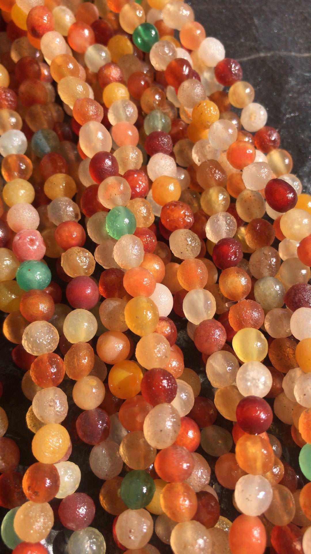 Colorful natural Alashan Gobi Candy Agate multi-color rough stone beads on elastic stretch strands for stackable wrap bracelet or necklace