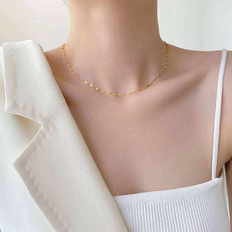 18K Yellow Gold Keyhole 18" Lips Link Chain Necklace