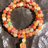 Colorful natural Alashan Gobi Candy Agate multi-color crystal bead bracelet with elastic stretch and gourd charm pendant