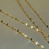 18K yellow gold keyhole lips link chain necklace with delicate polished finish and 18-inch length