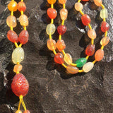 Colorful natural Alashan Gobi Desert Candy Agate multi-color rough stone bead nugget necklace with yellow rope and pendant