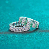 6 CTW DEW Emerald Green and White Baguette Cut CZ Full Eternity Emeral