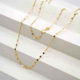 18K yellow gold keyhole lips link chain necklace 18-inch delicate polished gold chain with spring ring clasp