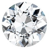Charles & Colvard Forever One round brilliant moissanite gemstone with IF-VS1 clarity and high hardness.
