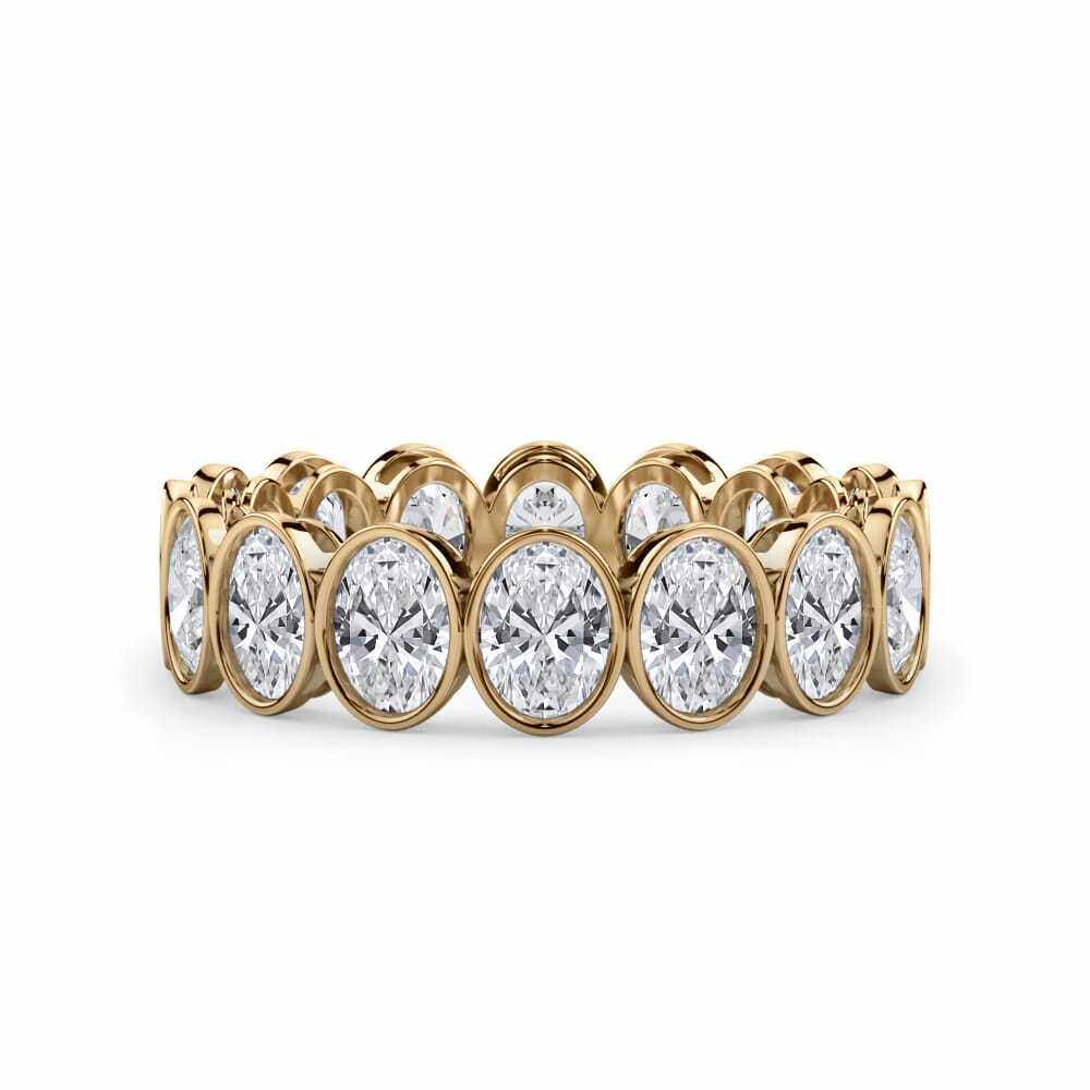 Highland oval cut diamond bezel set half eternity ring in 14k gold with lab-grown diamonds