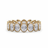 Highland oval cut diamond bezel set half eternity ring in 14k gold with lab-grown diamonds