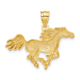 14k Yellow Gold Polished Galloping Horse Pendant