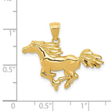14k Yellow Gold Polished Galloping Horse Pendant