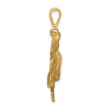 14k Yellow Gold Diamond Cut Horse Pendant, 25mm