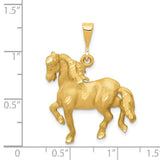 14k Yellow Gold Diamond Cut Horse Pendant, 25mm