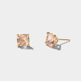 Connecticut Coast Morganite cushion cut peach stud earrings in 14k yellow gold
