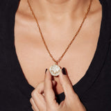 Pisces gold vermeil pendant necklace with uncut raw diamonds on delicate chain worn on neck