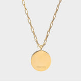 Pisces Gold Vermeil round pendant necklace with chain, delicate zodiac jewelry in 18k gold vermeil.