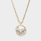 Pisces Gold Vermeil pendant necklace with raw and rose cut diamonds on an 18k gold vermeil chain