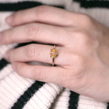 Diamond Ribbon Wrapped Fire Opal Ring in 18K Yellow Gold
