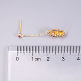 Diamond Ribbon Wrapped Fire Opal Ruby Drop Earrings in 18K Yellow Gold