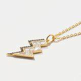 Rishi Bolt Diamond gold vermeil pendant necklace with raw and pave diamonds on a delicate gold chain